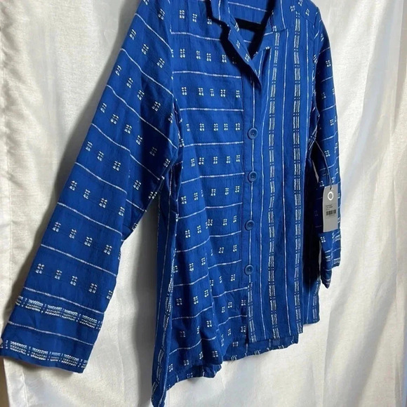 Habitat oversized PTP 20.5” shirt NWT,textured,embroidered,striped,hi-lo. - Picture 6 of 17
